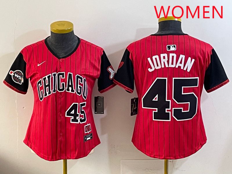 Women 2025 Chicago White Sox #45 Jordan Red Joint Name Nike MLB Jersey style 9->more jerseys->MLB Jersey